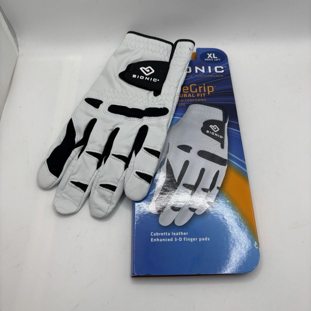 BIONIC StableGrip Golf Glove Men's Left Size XL - Cabretta Leather White & Black